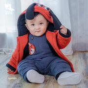 波波龙童装婴童冬季中厚保暖两件套长袖背带裤洋气休闲宝宝套装冬