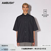 AMBUSH男女同款黑色新季LOGO刺绣棉质翻领短袖衬衫