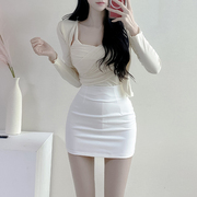 白色职业包臀裙女短款2024夏紧身弹力高腰半身裙简约一步短裙