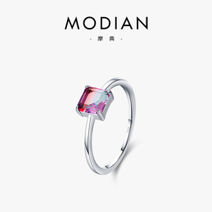 modian925纯银碧玺戒指，女日韩小众，设计简约个性百搭网红食指戒子