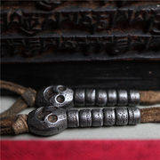 108西藏手工寒铁雕记数挂藏式手串配饰件尸陀林主侧挂坠骷髅头珠