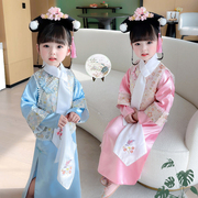 2024女童长袖古装汉服清代宫廷，儿童中国风唐装，小女孩仙女复古套装