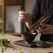 玩物志日式粗陶盖碗，茶具套装古朴侘寂风盖碗，茶器工夫茶茶具盒装