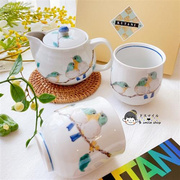 日本九谷烧茶壶制九谷烧手绘古典典雅和风瓷器，雀鸟茶具茶杯茶壶套
