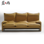 现代简约皮艺沙发，意式可折叠真皮布艺，三人沙发高端家具定制