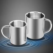 加厚不锈钢双层马克杯创意口杯儿童杯水杯牛奶杯咖啡饮料带盖茶杯