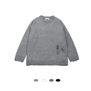 曼坤-8907欧美男式毛衣暗黑系美式街头纯色搭配宽松情侣款羊毛衫