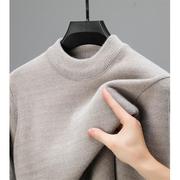 加绒加厚男士雪尼尔毛衣冬季保暖一体绒抓绒卫衣半高领打底针织衫