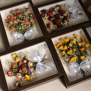 真花干花相框成品生日礼物伴手家居，装饰摆件玫瑰植物中空标本