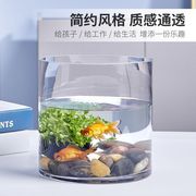 金鱼缸玻璃水族箱小型创意生态圆形圆柱大号乌龟缸造景培装饰