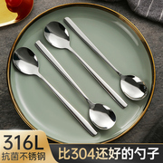 304不锈钢316勺子家用吃饭勺汤匙调羹，韩式长柄勺加厚搅拌勺小汤勺