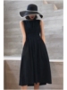 法式经典款无袖小黑裙连衣裙，女夏季2024年黑色，赫本风ol长裙子