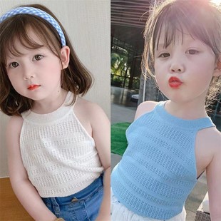 女童背心夏季2023韩版外穿吊带衫白色宝宝2岁3洋气4儿童5薄款上衣
