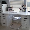 国内宜家利蒙阿来斯桌子创意简约组合书桌，带柜白色省空间桌