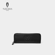 TUSCAN'S双鱼真皮长款荔枝纹钥匙包眉笔袋简约纯色TS小包包