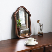 法式复古镜子桌面梳妆台实木框卧室化妆镜中古玄关壁挂墙面装饰镜