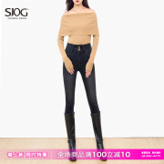SJOG显瘦不堆叠！加绒靴裤高腰提臀牛仔裤女九分紧身小脚裤铅笔裤