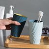 创意牙刷杯螺纹双层漱口杯，简约洗漱杯家用灰白色，1个+深蓝色1个