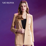 vjcolivia2024春夏戗驳领西装中长款外套，通勤修身套西单西女