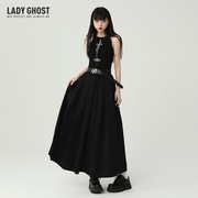 幽灵少女黑色吊带长裙高级感独特无袖背心连衣裙小众设计感超好看