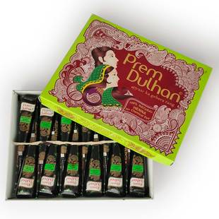 1盒12支prem棕色海娜膏，进口纯植物手绘膏，henna持久7天防水纹身膏