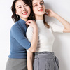 毛衣23春夏季女装，半高领套头短袖修身韩版半袖针织打底衫薄款