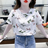 女装衣依阿玛施2024夏季时尚设计感小众纯棉印花宽松刺绣T恤