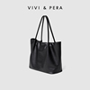 vivi&pera2021软皮单肩大包包大容量休闲简约托特包黑色(包黑色)皱褶