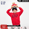 gap男女童春季洋气，龙鳞logo法式圈织连帽衫微弹运动卫衣857492