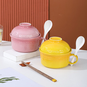 陶瓷泡面碗带盖大号学生方便面，碗饭盒便当，泡面杯带勺筷创意高颜值