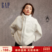 gap女装秋冬logo宽松双面，仿羊羔绒保暖外套，夹克上衣795237