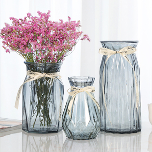 三件套创意简约欧式玻璃花瓶摆件，客厅插花水培鲜花干花透明装