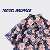 travelissuance油画艺术感花朵，小众休闲百搭宽松慵懒风短袖衬衫