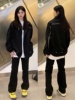 黑色外套女春秋2024春季原创设计高级感美式复古翻领宽松夹克