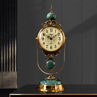 欧式复古座钟客厅时钟2024美式摆放台式钟表家用摆钟老式台钟