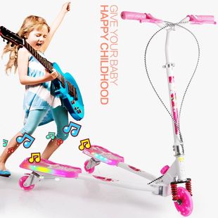处理3-14岁滑板车儿童三轮闪光蛙式可折叠剪车男女孩双脚踏