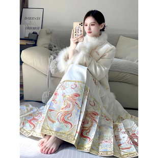 新中式国风套装女秋冬季小个子高级感气质羽绒服外套马面裙两件套