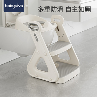 babyviva儿童马桶坐便器男女宝宝，坐便圈阶梯式折叠踩脚凳小孩专用