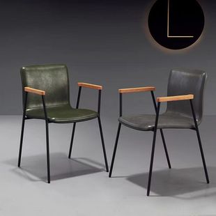 简约靠背餐椅现代设计师铁艺loft办公凳北欧复古工，业风高端咖啡椅