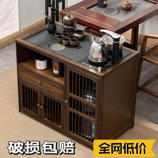 移动茶台茶车家用茶水柜实木，小茶桌带轮茶几功夫茶具套装烧水一体