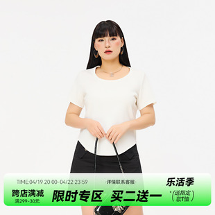 白色短袖t恤女2024大码女装胖mm夏季微胖正肩显瘦短款上衣