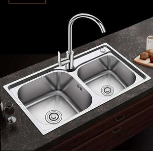 厨房304不锈钢水槽双槽加厚一体成型手工单水池(单水池，)洗碗洗菜盆洗手盆
