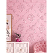 粘自墙纸欧式客厅3d立体墙贴泡沫卧室家用温馨墙壁纸自贴纸粉色