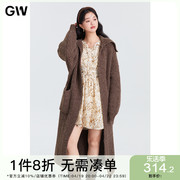 GW大码女装设计感慵懒长款毛衣针织开衫2024春冬微胖mm外套女