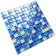 地中海水晶玻璃蓝色贝壳马赛克背景墙卫生间浴室水池游泳池瓷砖贴
