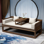 新中式禅意实木罗汉床推拉伸缩榻现代简约沙发客厅酒店老榆木家具