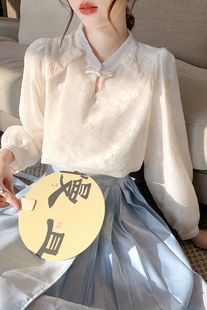 已出货2024新中式女装立领盘扣衬衫百搭显瘦时尚衬衣雪纺长袖上衣