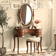 美式梳妆台实木卧室欧式化妆桌简约现代法式轻奢小户型复古化