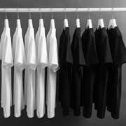 纯黑色t恤男女短袖纯棉，宽松半袖打底衫，情侣装空白体恤班服可印字
