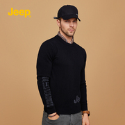 jeep吉普男装针织衫圆领，套头毛衣休闲加厚加大码，线衣纯色外穿秋冬